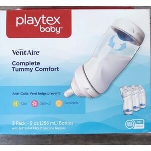 Playtex Baby Ventaire Tummy Comfort Baby Bottle BPA Free‎ 9 Ounce 3 Pack NEW
